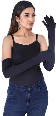 GREENPORT Full-Hand Long Gloves for Bike Riding, Washable, Reusable, and Sun-Proof Riding Gloves(Black)