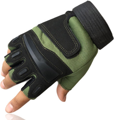 AlexVyan Double Velcro Half Gym & Riding Anti Slip Cycling Bike Driving Boy Girls Riding Gloves(Green)
