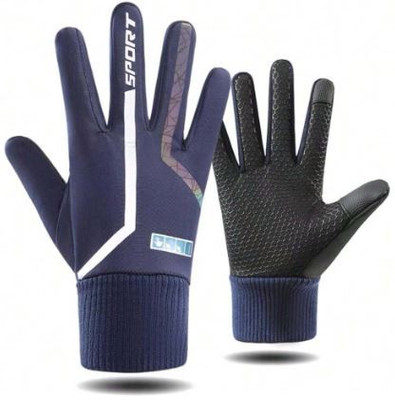 DreamPalace India Full Finger Gloves with Touch Screen Feature With Reflector Riding Gloves(Blue)