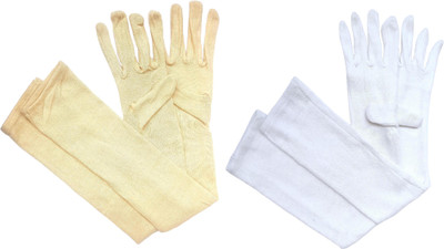 KETKAR Cotton Pollution and Sunburn Sunlight Protection Full Hand Gloves Driving Gloves(Beige|White)