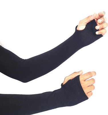 Adnate Nylon, Cotton Arm Sleeve For Men & Women(Free, Black)