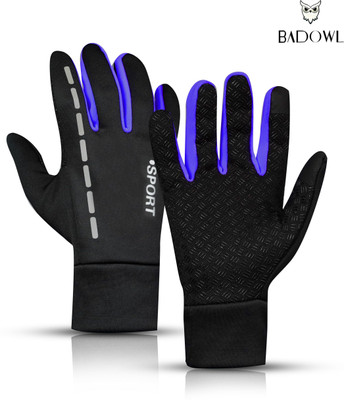 BAD OWL Full-Finger Bike Riding Gloves with Touch Screen, Breathable Fabric for Driving Riding Gloves(Purple & Black)