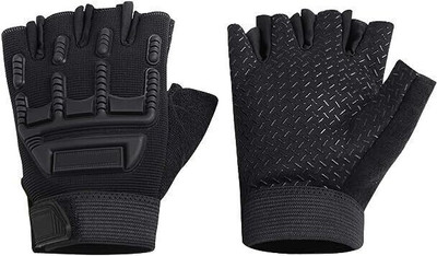 HOC Half Finger Breathable & Stretchable Material Riding & Shooting Practice Gloves Riding Gloves(Black)