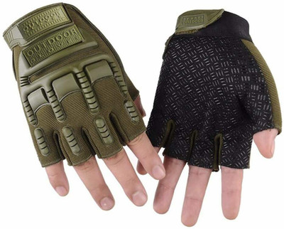 Dexus HALF RIDDING GLOVES FOR BIKERS Driving Gloves(GREEN PLAIN)