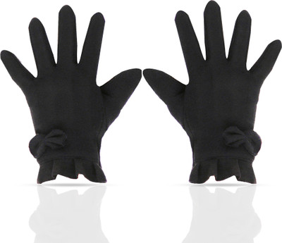 Aseenaa Full Finger Warm Winter Gloves For Bike Riding For Girls & Boys | Touch Screen Driving Gloves(Black)