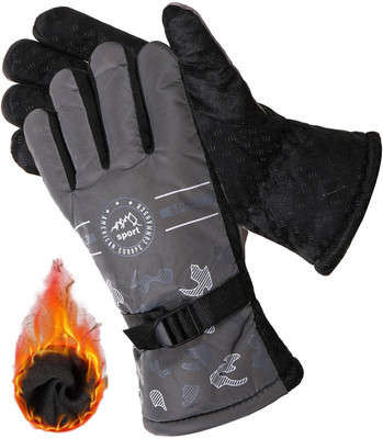 AlexVyan Anti Slip Snow Warm Winter Gloves Cycling, Bike, Motorcycle Protective.. Riding Gloves(Grey)