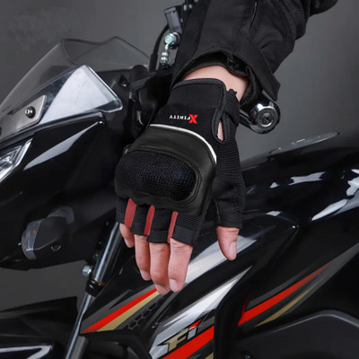 xfinity Riding Gloves Bike Half Finger Shockproof Knuckle Breathable Anti Slip for Men Cycling Gloves(Red, Black)