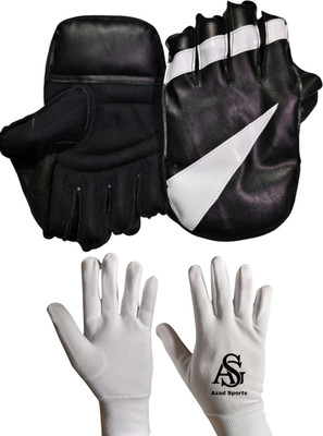 AZAD SPORTS GALLERY WEEKET-KEEPING GLOVES WITH INNER GLOVES, CATCH WITH TREND Wicket Keeping Gloves(Black, White)
