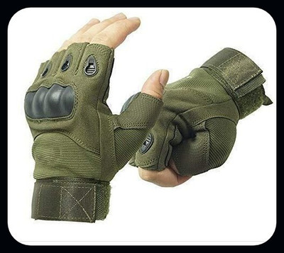 JAI SHRI Military Green Half Finger Tactical Gloves for Shooting Climbing Cycling Gym_ Driving Gloves(Green)
