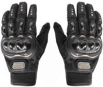 Kalaneet Premium Biker Full Finger Gloves for Bike Motorcycle Riding Glove Driving Gloves(Black)
