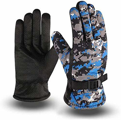 DreamPalace India Full finger Winter gloves|fur Inside|Warm|windproof for Men/Women Riding Gloves(Blue)