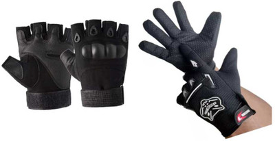 GYMGALAXY Half Finger Tactical Glove,(Black) & Bike Riding Knighthood Glove,(Black) Driving Gloves(Black)