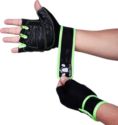 peakpack Commando Style Fingerless Gloves Gym & Fitness Gloves Gym & Fitness Gloves(Black & Green)