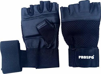 PROSPO Unisex Gym Gloves for Professional Weightlifting with Half-Finger Length (Black) Gym & Fitness Gloves(Black)