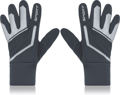 Aseenaa Full Finger Warm Winter Gloves For Bike Riding For Boys & Men, Color : Grey Driving Gloves(Grey, Black)