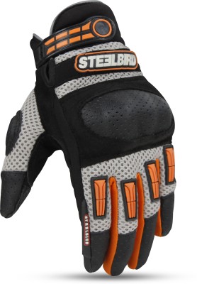 Steelbird Adventure A-1 Full Finger Bike Riding Gloves with Touch Screen Sensitivity Riding Gloves(Orange)