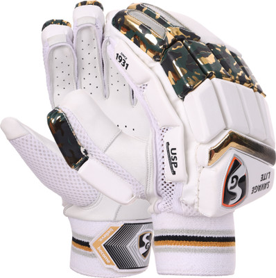 SG Batting Gloves Savage Lite Youth RH Batting Gloves(WHITE / ARMY GREEN / GOLD)