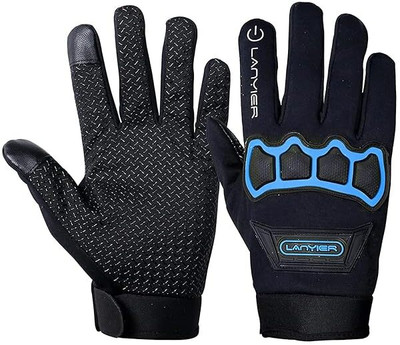 zaysoo full finger gloves for bike Riding gloves touch screen hard knuckle gloves Riding Gloves(Black&Blue)