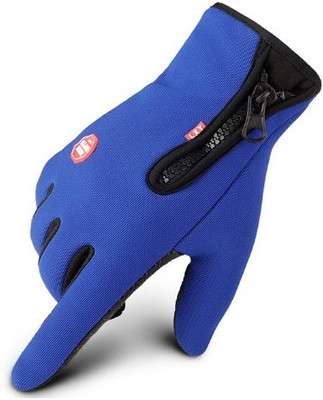DreamPalace India Full Finger Biking, Riding Gloves with Touchscree Pad Riding Gloves(Blue)