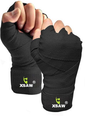 XSAW Professional weight Lifting / Stretchable cotton (1 Pair) Black Boxing Hand Wrap Boxing Gloves(Black)