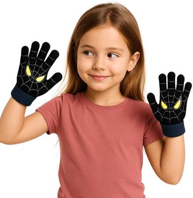 WKLOUYHE Kids Cartoon Gloves for Boys Running Gloves(Black)