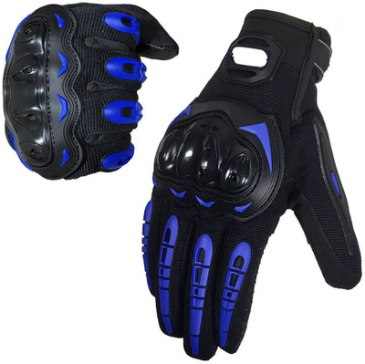 SHIVEXIM Motorcycle Gloves Breathable Anti-Slip with Good Grip Hard Knuckles Protection Riding Gloves(Black & Blue)