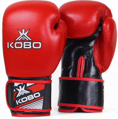 KOBO 8 Oz Top Grain Natural Hide Leather Boxing Glove Punching Bag Glove Men & Women Boxing Gloves(BXG-05-RED)