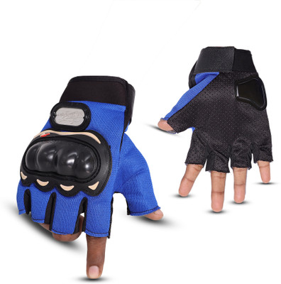 Aim Emporium Half Finger Biker Glove For Riding, Cycling etc.. Riding Gloves(Blue)