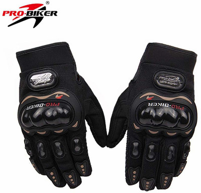 Probiker Synthetic Lather Motorcycle Full Hand Gloves (Blue- 1Pair) Driving Gloves(Black)