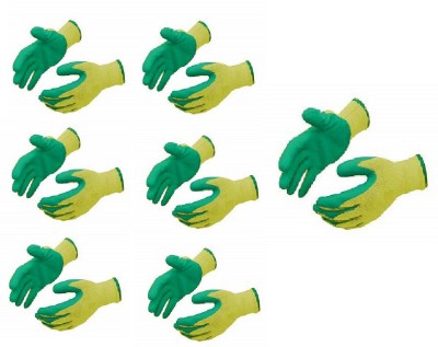 RBGIIT Heavy Naylon Reusable Washable Coated Work Safety Hand Gloves for Men & Women Cycling Gloves(Green, Yellow)