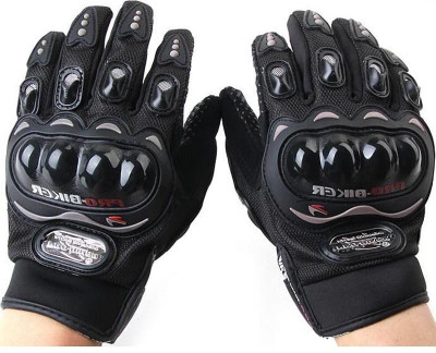 FUEZONE Outdoor Probiker Hard Knuckle Motorcyle Bike Riding Breathable Mesh & Protective Riding Gloves(Black)