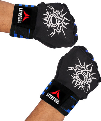 LITE FEEL Gym Sports Workout Riding and Fitness Gloves Gym & Fitness Gloves(Blue, Black)
