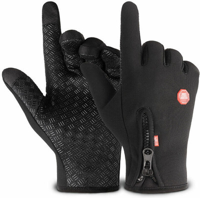 zaysoo Winter Gloves Nonslip Thermal Gloves for Outdoor Running Sports Motorcycle Riding Gloves(Black)