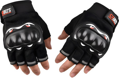 ShopiMoz Riding Gloves Tactical Knuckle Punch Non-Slip Half Finger Motorcycle Gloves Riding Gloves(Black)