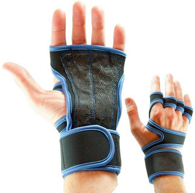 GymWar Workout Gloves With Wrist Support For Gym Workouts Pull Ups Cross Weightlifting Gym & Fitness Gloves(Blue)