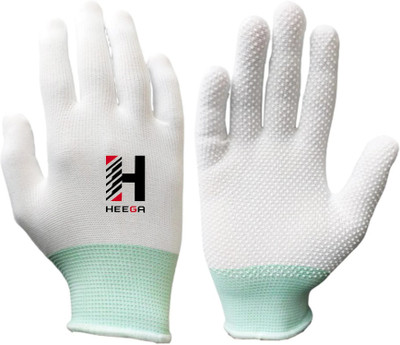 Heega PVC Dotted (Anti Slip) Pack of 2 Inner Gloves(White)