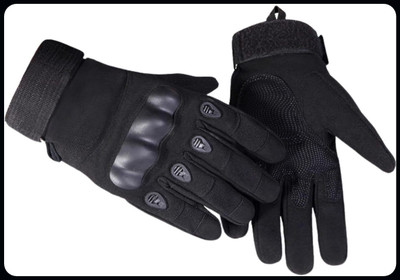 JAI SHRI Full Finger Hard Knuckle Motorcycle Tactical Gloves for Gym, Cycling, Bike_ Driving Gloves(Black)