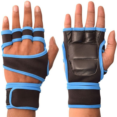 GGGONEX Weight Lifting Palm And Wrist Support N Riding Gloves(Blue)