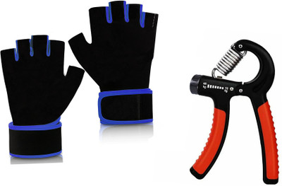 TRUE INDIAN Hand Grip Strengthener combo Hand Gripper with hand gym gloves (pack 2) Gym & Fitness Gloves(Blue, Orange)