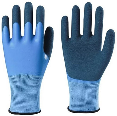 HM EVOTEK Unisex Heavy Duty Reusable Double Coated Safety Gloves Industrial Gardening K1 Climbing Gloves(Sky Blue)