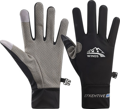 Verilux Summer Ice Silk Driving Gloves for Men Women Touch Screen Full Finger Anti Slip Driving Gloves(Black)