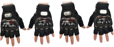 Leosportz 2-pair Motocross BREATHABLE FABRIC RIDING GLOVES FOR RIDERS,BIKERS Riding Gloves(Black)