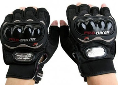 Miwings Bike Half Cut Gloves Black L Size Driving Gloves 2pcs Driving Gloves(Black)
