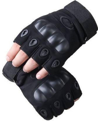 aksmit Tectical Gloves Riding Gloves Half Black_748 Riding Gloves(Black)