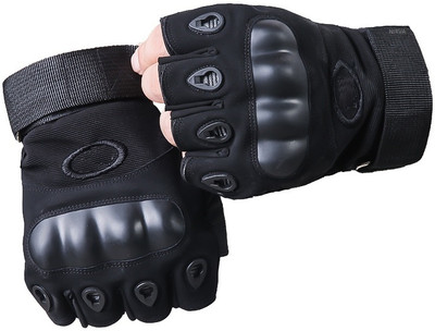NIRVA Half Finger Tactical Hard Knuckle Ridding Gloves Riding Gloves(Black)
