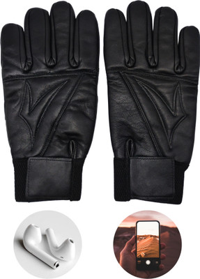 NV COLLECTION Touch Gloves for Mobile Use in Winter – Unisex Riding Gloves(Black)