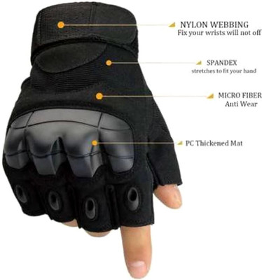 HOC Tactical Military Hard Soft Knuckle Army Combat Riding Riding Gloves(Black)