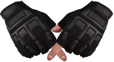 Creekmom Hand Protection Tactical & Breathable Half Fingers Bike Riding Gloves for Riders Riding Gloves(Coral Black)
