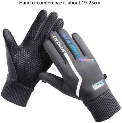 DreamPalace India Full Finger Gloves with Touch Screen Feature With Reflector Riding Gloves(Grey)
