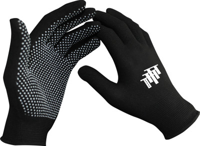 TrofT PVC Dotted Cotton Gloves for Tennis & Cricket - Soft Ball Only (1 Pair) Inner Gloves(Black)